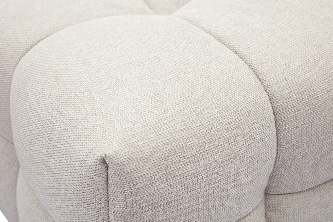 Miliboo Canapé Design|Voir Tous Les Canapés-Canapé design 3 places et repose-pieds en tissu effet velours texturé beige CORTO