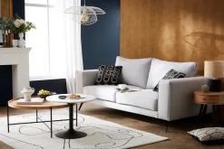 Miliboo Canapé Design|Voir Tous Les Canapés-Canapé design 4 places L210cm en tissu beige et métal noir OSMANN