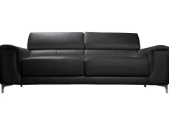 Miliboo Canapé Cuir|Voir Tous Les Canapés-Canapé design avec têtières ajustables 3 places en cuir noir et acier chromé NEVADA