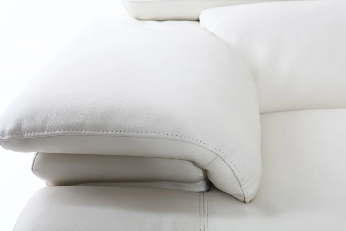 Miliboo Canapé Cuir|Voir Tous Les Canapés-Canapé design avec têtières ajustables 3 places cuir blanc et acier chromé EWING