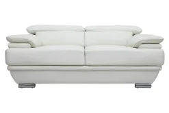 Miliboo Canapé Cuir|Voir Tous Les Canapés-Canapé design avec têtières ajustables 2 places cuir blanc et acier chromé EWING