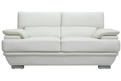 Miliboo Canapé Cuir|Voir Tous Les Canapés-Canapé design avec têtières ajustables 2 places cuir blanc et acier chromé EWING
