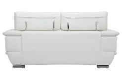 Miliboo Canapé Cuir|Voir Tous Les Canapés-Canapé design avec têtières ajustables 2 places cuir blanc et acier chromé EWING