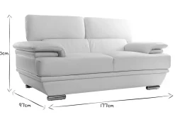Miliboo Canapé Cuir|Voir Tous Les Canapés-Canapé design avec têtières ajustables 2 places cuir blanc et acier chromé EWING