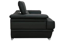 Miliboo Canapé Cuir|Voir Tous Les Canapés-Canapé design avec têtières ajustables 3 places cuir noir et acier chromé EWING