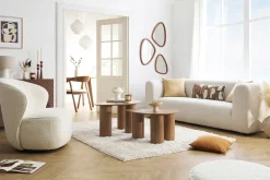 Miliboo Canapé Design|Voir Tous Les Canapés-Canapé design en tissu effet velours beige 3-4 places OLIVEIRO