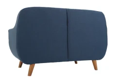 Miliboo Canapé Design|Voir Tous Les Canapés-Canapé déhoussable 2 places en tissu bleu foncé et bois foncé YNOK