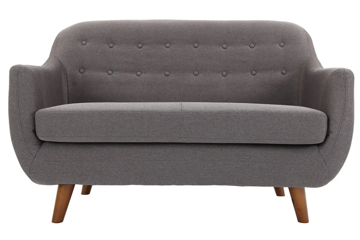 Miliboo Canapé Design|Voir Tous Les Canapés-Canapé déhoussable 2 places en tissu gris anthracite et bois foncé YNOK