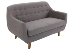 Miliboo Canapé Design|Voir Tous Les Canapés-Canapé déhoussable 2 places en tissu gris anthracite et bois foncé YNOK