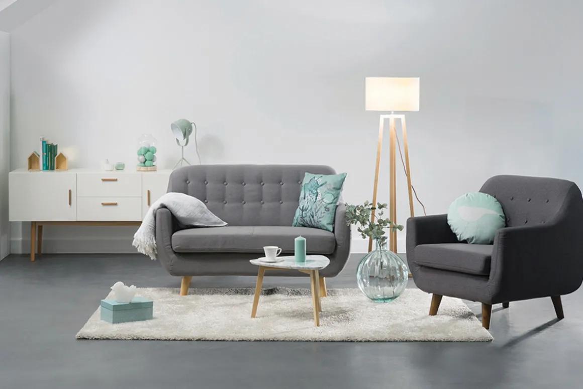 Miliboo Canapé Design|Voir Tous Les Canapés-Canapé déhoussable 2 places en tissu gris anthracite et bois foncé YNOK