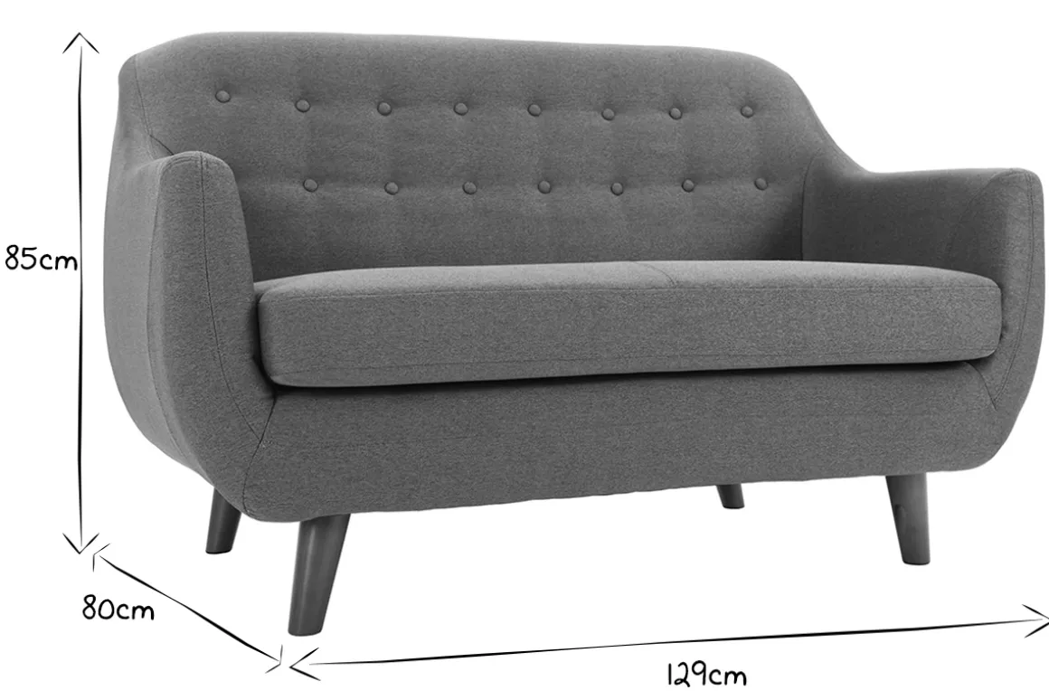 Miliboo Canapé Design|Voir Tous Les Canapés-Canapé déhoussable 2 places en tissu gris anthracite et bois foncé YNOK