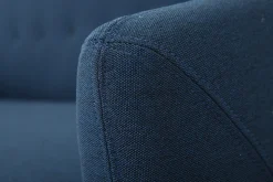 Miliboo Canapé Design|Voir Tous Les Canapés-Canapé déhoussable 3 places en tissu bleu foncé et bois foncé YNOK