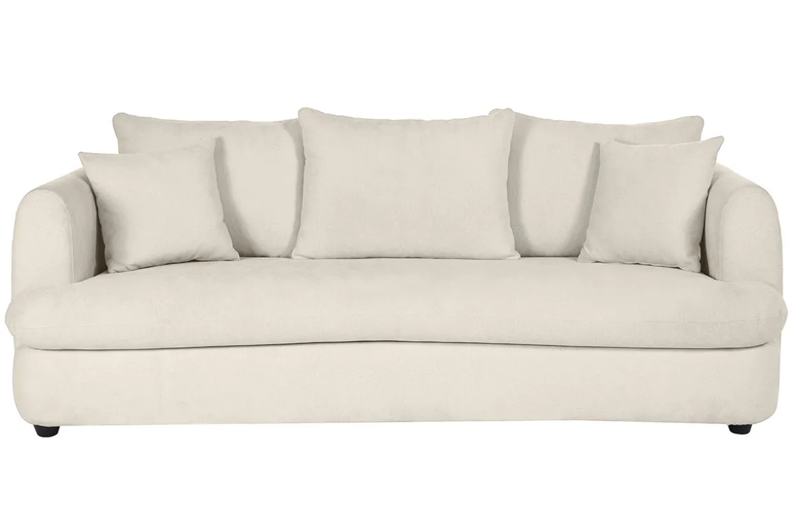 Miliboo Canapé Design|Voir Tous Les Canapés-Canapé déhoussable 3-4 places design haricot en tissu effet velours beige clair SACHA