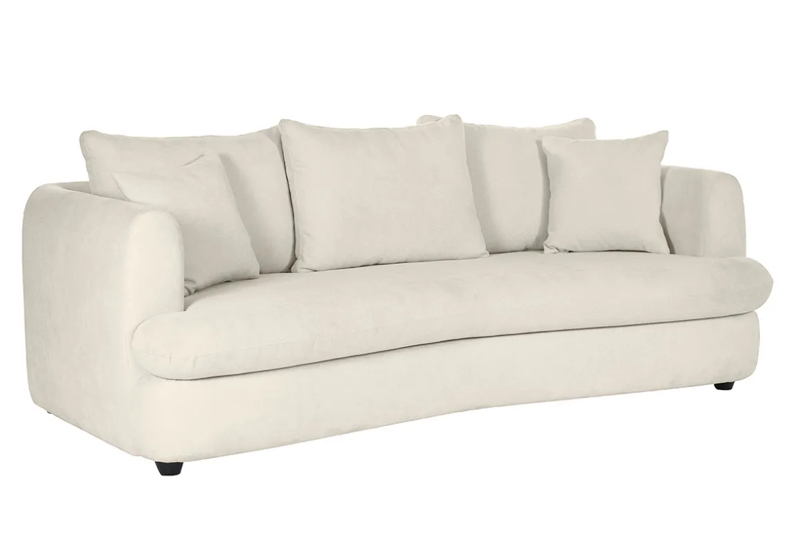 Miliboo Canapé Design|Voir Tous Les Canapés-Canapé déhoussable 3-4 places design haricot en tissu effet velours beige clair SACHA