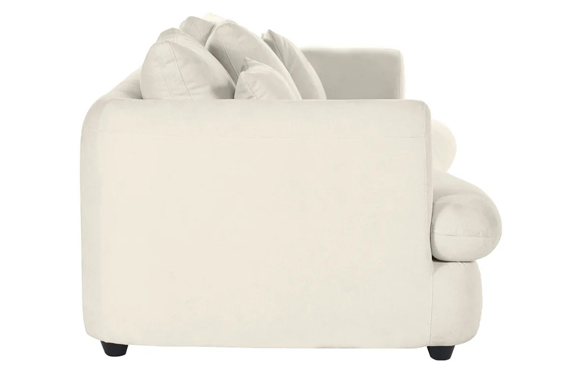 Miliboo Canapé Design|Voir Tous Les Canapés-Canapé déhoussable 3-4 places design haricot en tissu effet velours beige clair SACHA