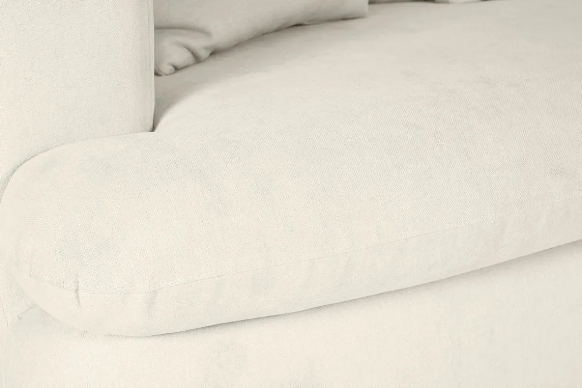 Miliboo Canapé Design|Voir Tous Les Canapés-Canapé déhoussable 3-4 places design haricot en tissu effet velours beige clair SACHA