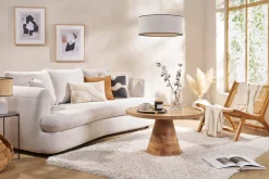 Miliboo Canapé Design|Voir Tous Les Canapés-Canapé déhoussable 3-4 places design haricot en tissu effet velours beige clair SACHA