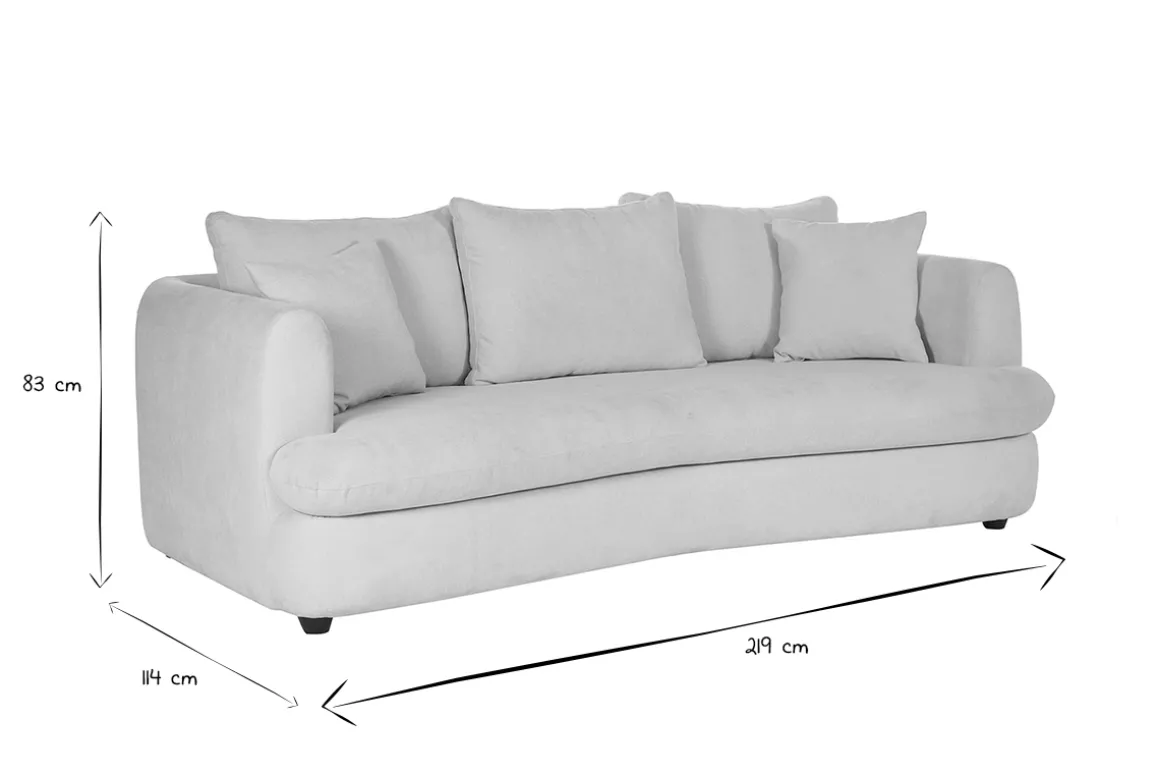 Miliboo Canapé Design|Voir Tous Les Canapés-Canapé déhoussable 3-4 places design haricot en tissu effet velours beige clair SACHA