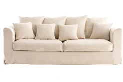 Miliboo Canapé Design|Voir Tous Les Canapés-Canapé déhoussable 3 places en tissu écru FEVER