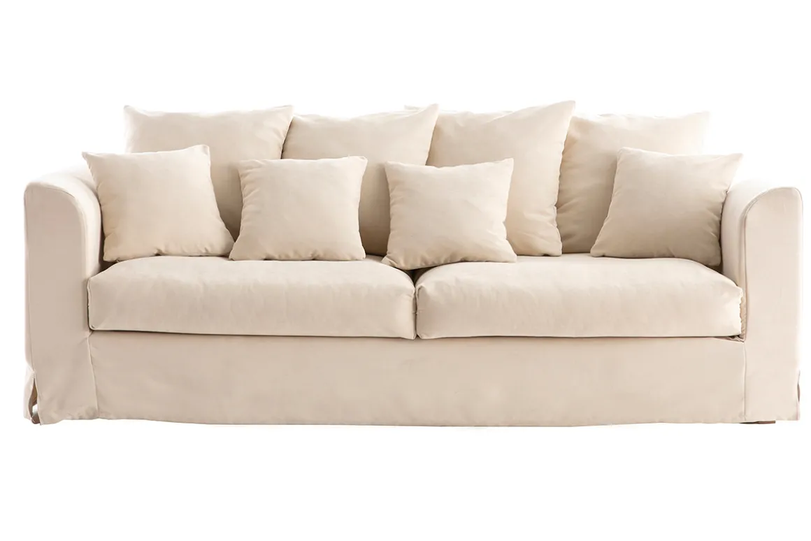 Miliboo Canapé Design|Voir Tous Les Canapés-Canapé déhoussable 3 places en tissu écru FEVER