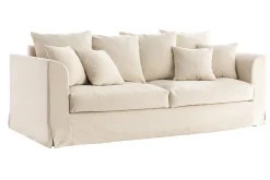 Miliboo Canapé Design|Voir Tous Les Canapés-Canapé déhoussable 3 places en tissu écru FEVER