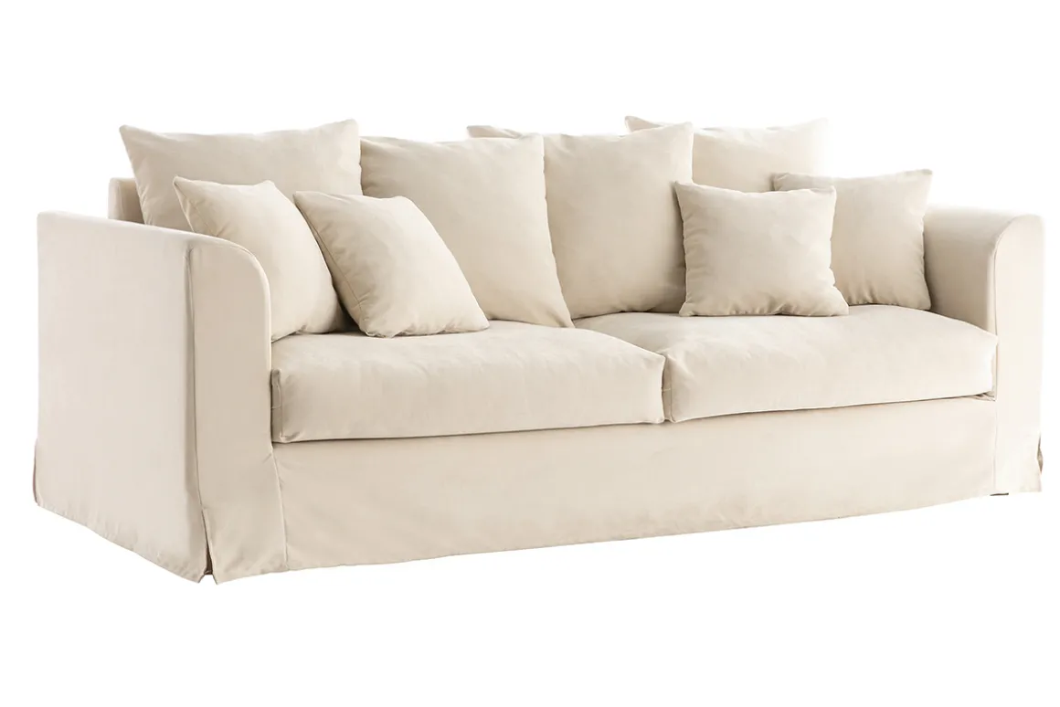 Miliboo Canapé Design|Voir Tous Les Canapés-Canapé déhoussable 3 places en tissu écru FEVER