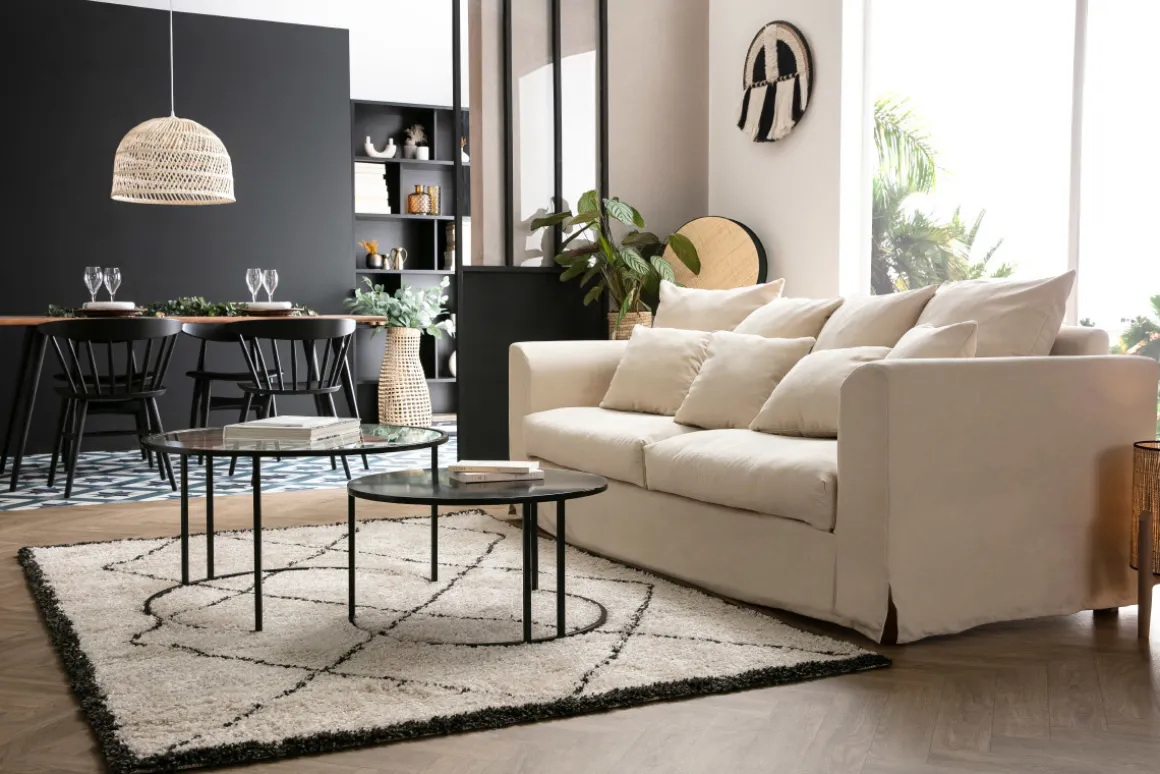 Miliboo Canapé Design|Voir Tous Les Canapés-Canapé déhoussable 3 places en tissu écru FEVER