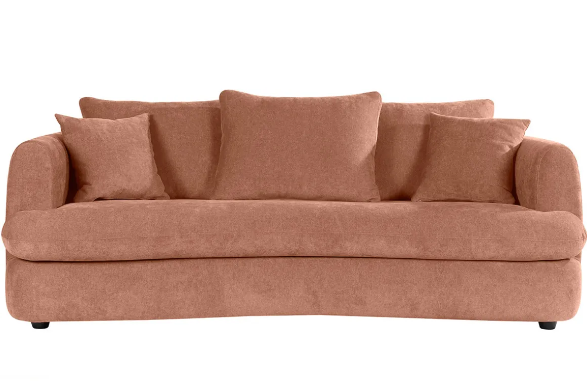 Miliboo Canapé Design|Voir Tous Les Canapés-Canapé déhoussable 3-4 places design haricot en tissu effet velours terracotta SACHA