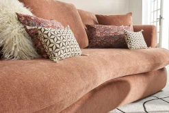 Miliboo Canapé Design|Voir Tous Les Canapés-Canapé déhoussable 3-4 places design haricot en tissu effet velours terracotta SACHA