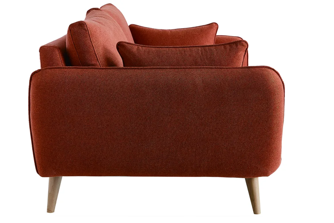 Miliboo Voir Tous Les Canapés-Canapé scandinave 3 places en tissu brique et bois clair CREEP