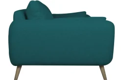 Miliboo Canapé Design|Voir Tous Les Canapés-Canapé scandinave 3 places en tissu bleu paon et bois clair CREEP