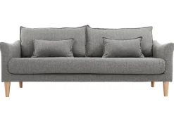 Miliboo Canapé Design|Voir Tous Les Canapés-Canapé scandinave 3 places en tissu gris et bois clair KATE
