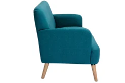 Miliboo Canapé Design|Voir Tous Les Canapés-Canapé scandinave 2 places en tissu bleu canard et bois clair ISKO