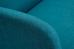 Miliboo Canapé Design|Voir Tous Les Canapés-Canapé scandinave 2 places en tissu bleu canard et bois clair ISKO