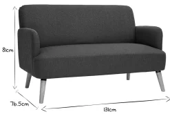 Miliboo Canapé Design|Voir Tous Les Canapés-Canapé scandinave 2 places en tissu bleu canard et bois clair ISKO