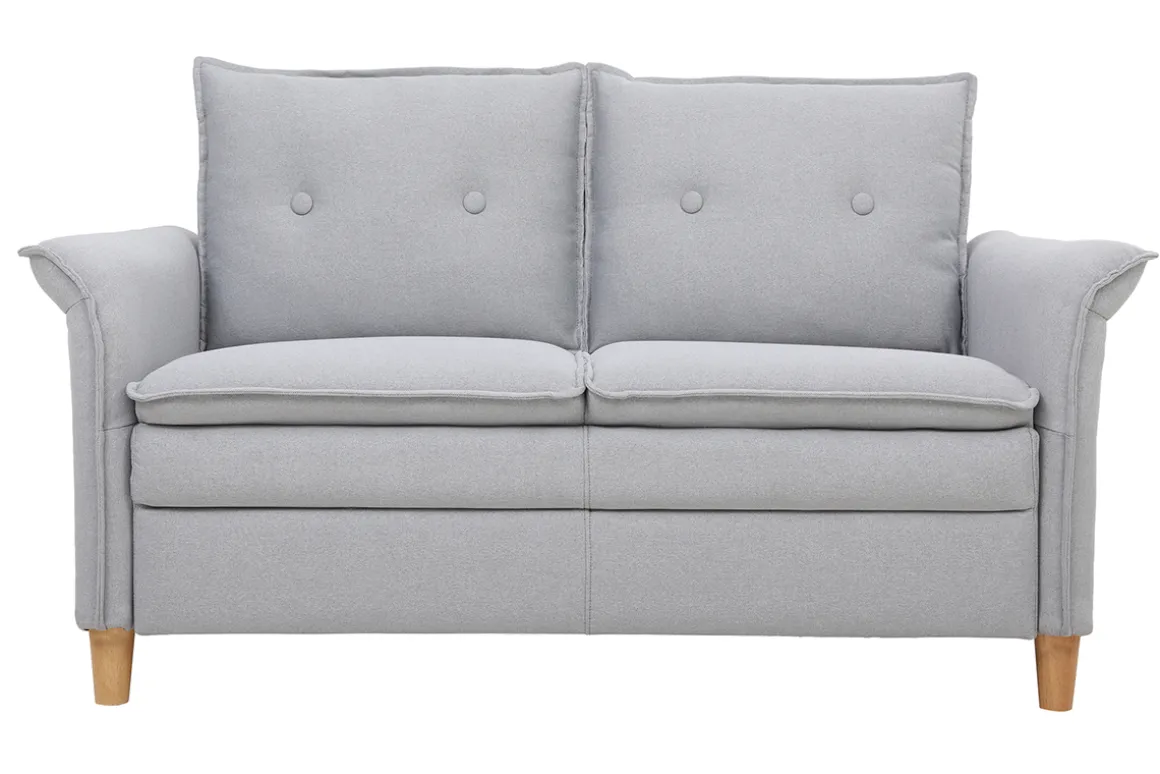 Miliboo Canapé Design|Voir Tous Les Canapés-Canapé scandinave 2 places en tissu gris clair et bois clair CLIFF