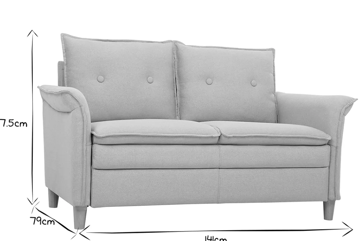 Miliboo Canapé Design|Voir Tous Les Canapés-Canapé scandinave 2 places en tissu gris clair et bois clair CLIFF