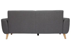 Miliboo Canapé Design|Voir Tous Les Canapés-Canapé scandinave 3 places en tissu gris foncé et bois clair EKTOR