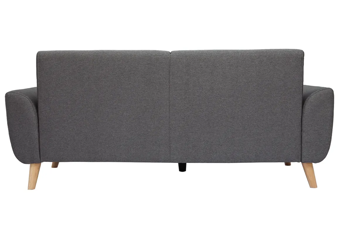 Miliboo Canapé Design|Voir Tous Les Canapés-Canapé scandinave 3 places en tissu gris foncé et bois clair EKTOR