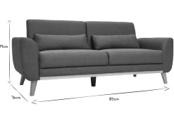 Miliboo Canapé Design|Voir Tous Les Canapés-Canapé scandinave 3 places en tissu gris foncé et bois clair EKTOR