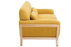 Miliboo Canapé Design|Voir Tous Les Canapés-Canapé scandinave 2 places en tissu effet velours jaune moutarde et bois clair YOKO