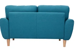Miliboo Canapé Design|Voir Tous Les Canapés-Canapé scandinave 2 places en tissu bleu canard et bois clair ALICE