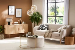 Miliboo Canapé Design|Voir Tous Les Canapés-Canapé scandinave 2-3 places en tissu beige et bois clair ISIS