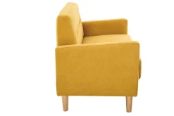Miliboo Canapé Design|Voir Tous Les Canapés-Canapé scandinave 2 places en tissu effet velours jaune moutarde et bois clair MOON