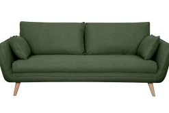 Miliboo Canapé Design|Voir Tous Les Canapés-Canapé scandinave 3 places en tissu kaki et bois clair CREEP