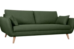 Miliboo Canapé Design|Voir Tous Les Canapés-Canapé scandinave 3 places en tissu kaki et bois clair CREEP