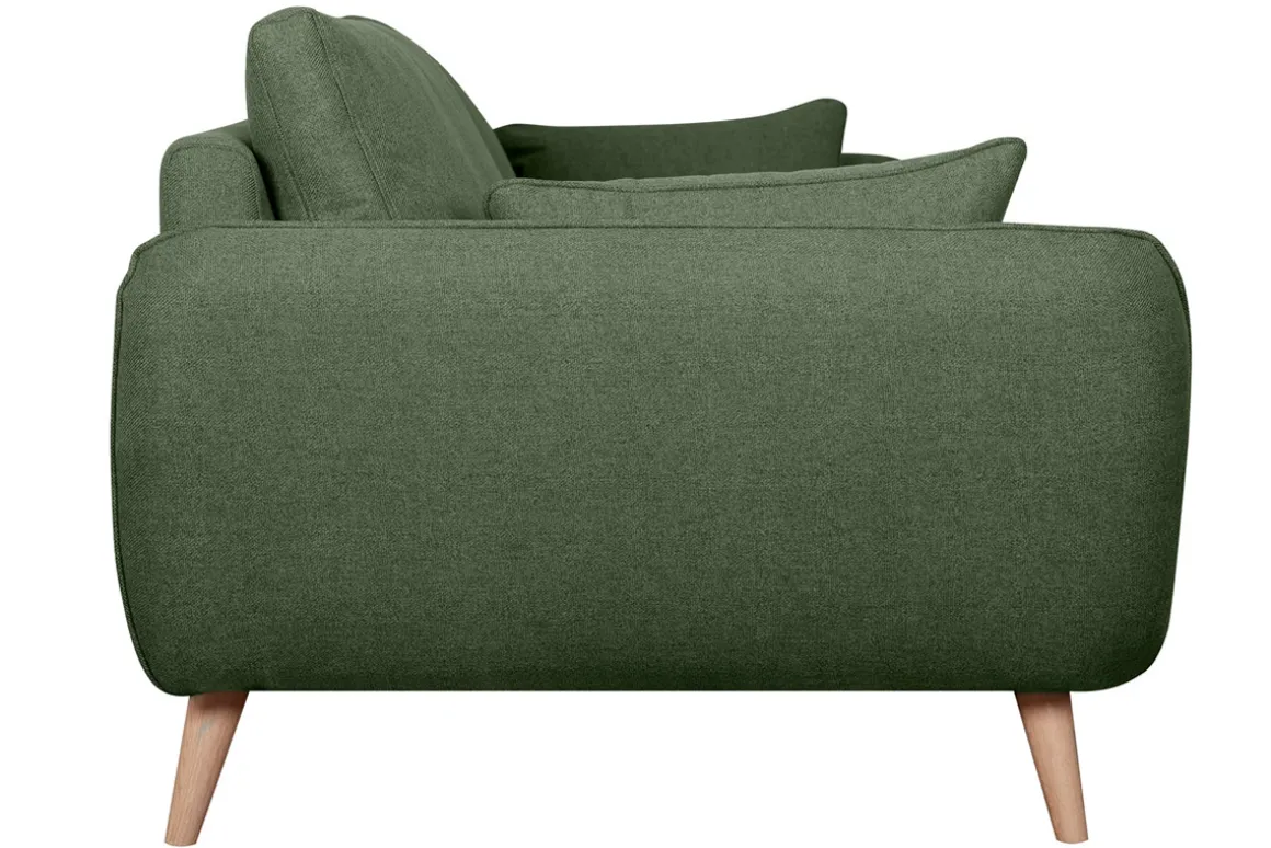 Miliboo Canapé Design|Voir Tous Les Canapés-Canapé scandinave 3 places en tissu kaki et bois clair CREEP