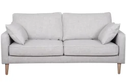 Miliboo Canapé Design|Voir Tous Les Canapés-Canapé scandinave 3 places en tissu gris clair et bois clair PAPEL