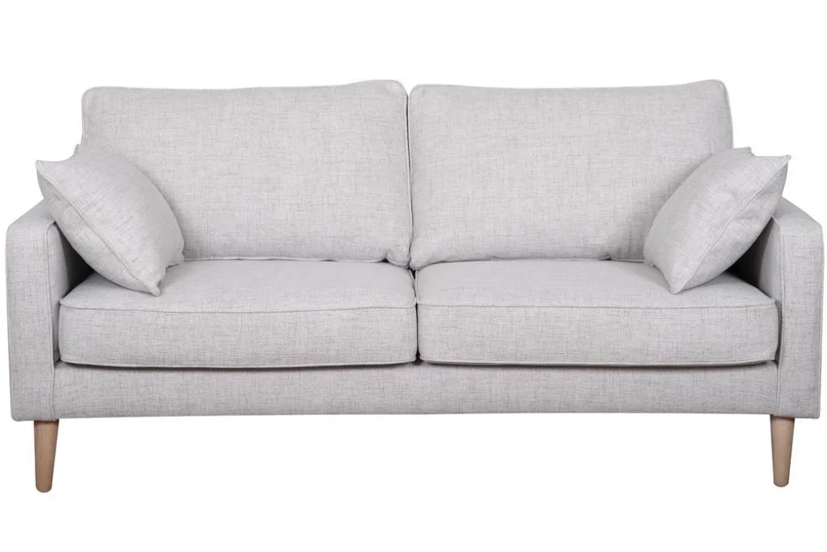 Miliboo Canapé Design|Voir Tous Les Canapés-Canapé scandinave 3 places en tissu gris clair et bois clair PAPEL