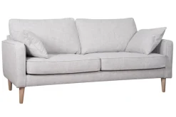 Miliboo Canapé Design|Voir Tous Les Canapés-Canapé scandinave 3 places en tissu gris clair et bois clair PAPEL